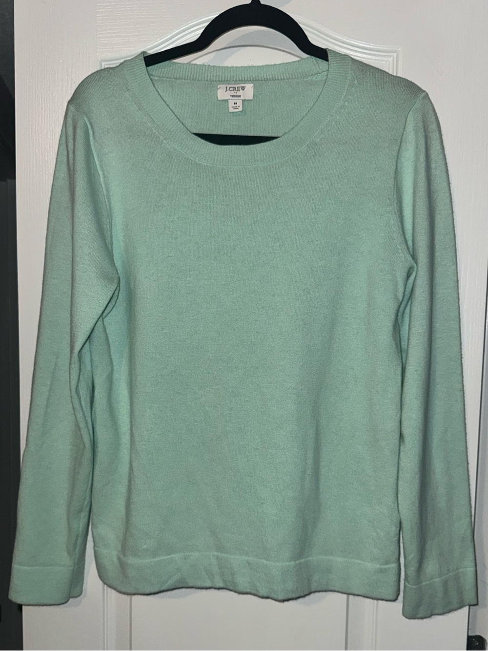 J. Crew Teddie Wool Blend Sweater Mint Green Scoop Neck Medium